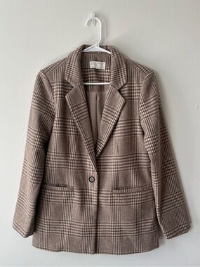 Z Supply Anna Plaid Blazer | Tan and cream | Small
